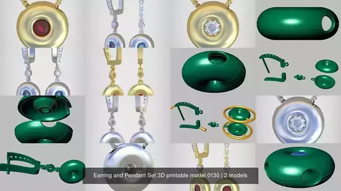 Earring and Pendant Set 3D printable model 0130