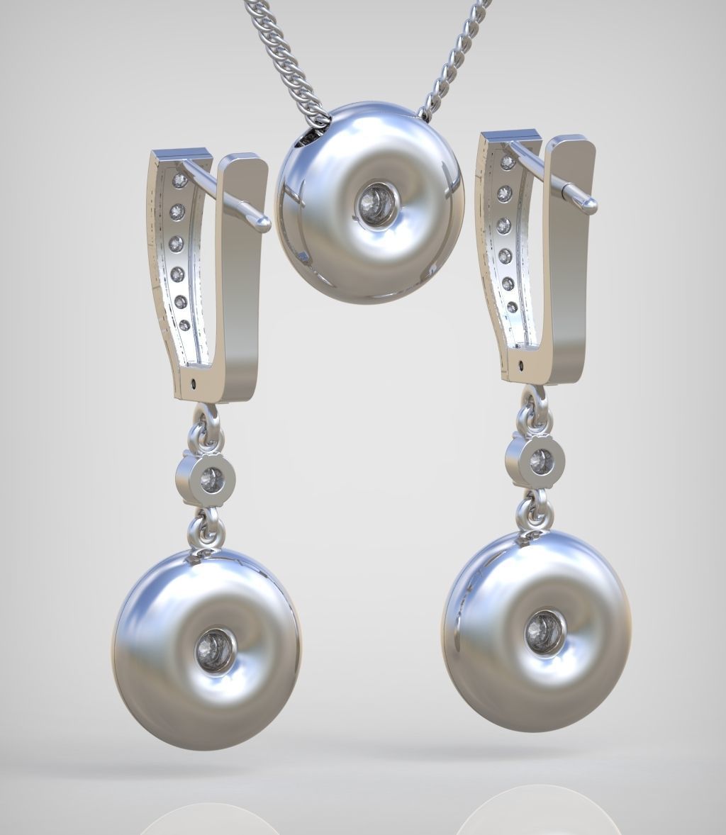 Earring and Pendant Set 3D printable model 0130 3D Model Collection_5