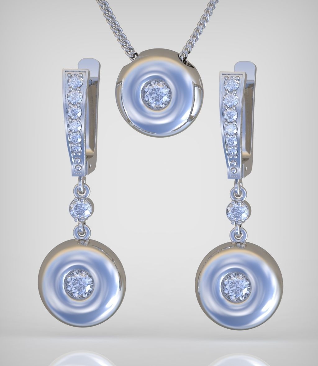 Earring and Pendant Set 3D printable model 0130 3D Model Collection_7