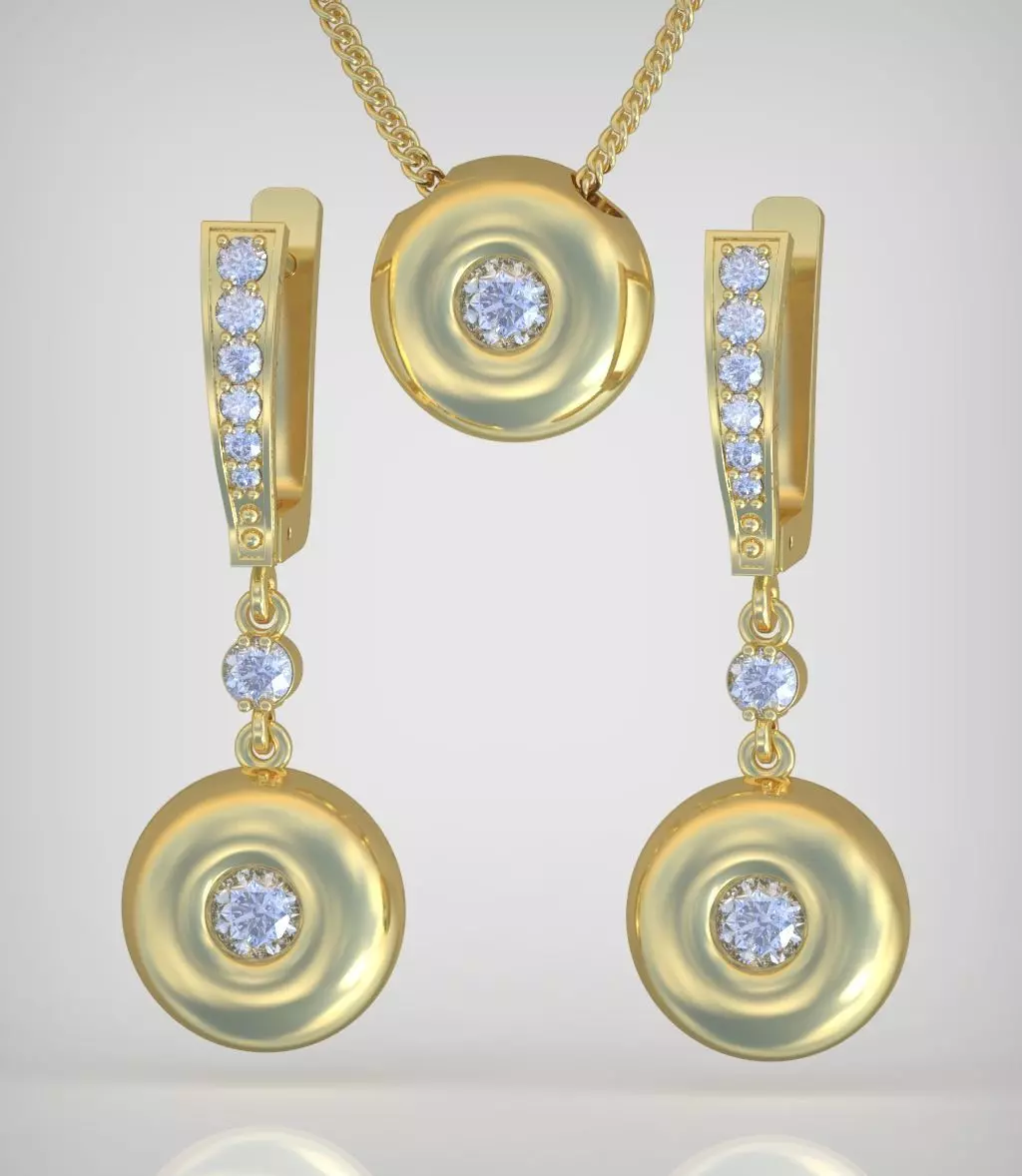 Earring and Pendant Set 3D printable model 0130 3D Model Collection_0