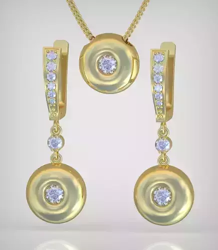 Earring and Pendant Set 3D printable model 0130 3D Model Collection