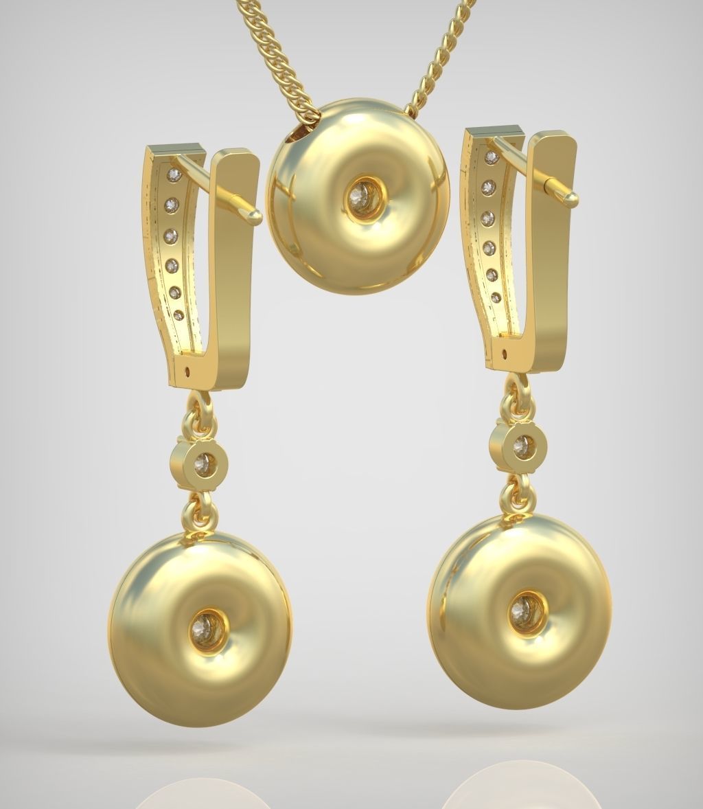 Earring and Pendant Set 3D printable model 0130 3D Model Collection_6