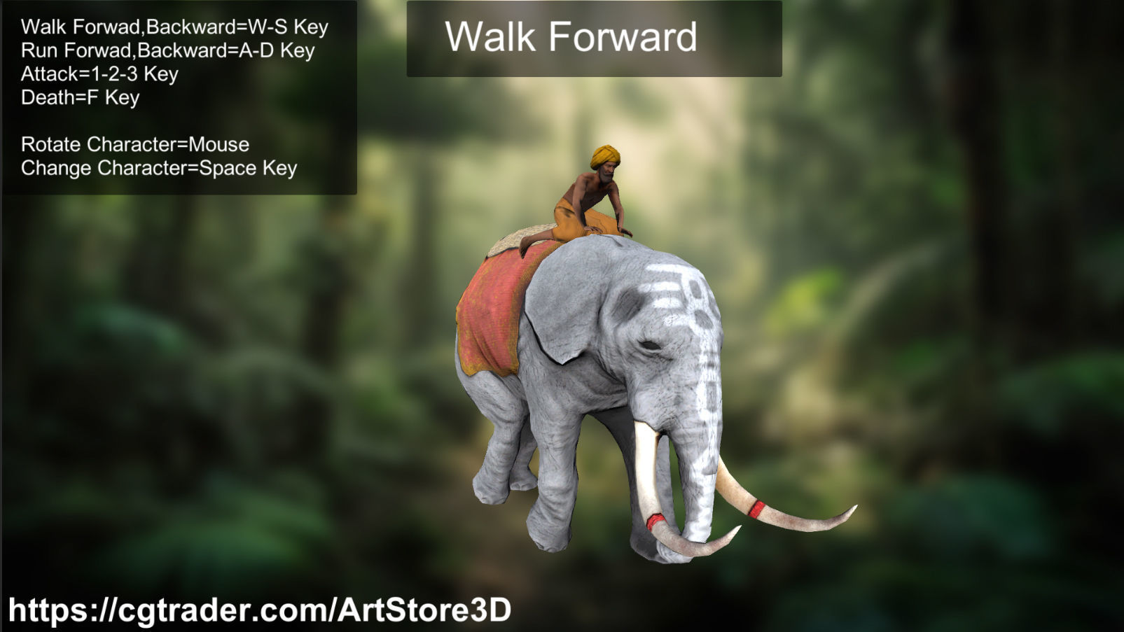 Warrior Elephant Rider - India Low-poly 3D model_12