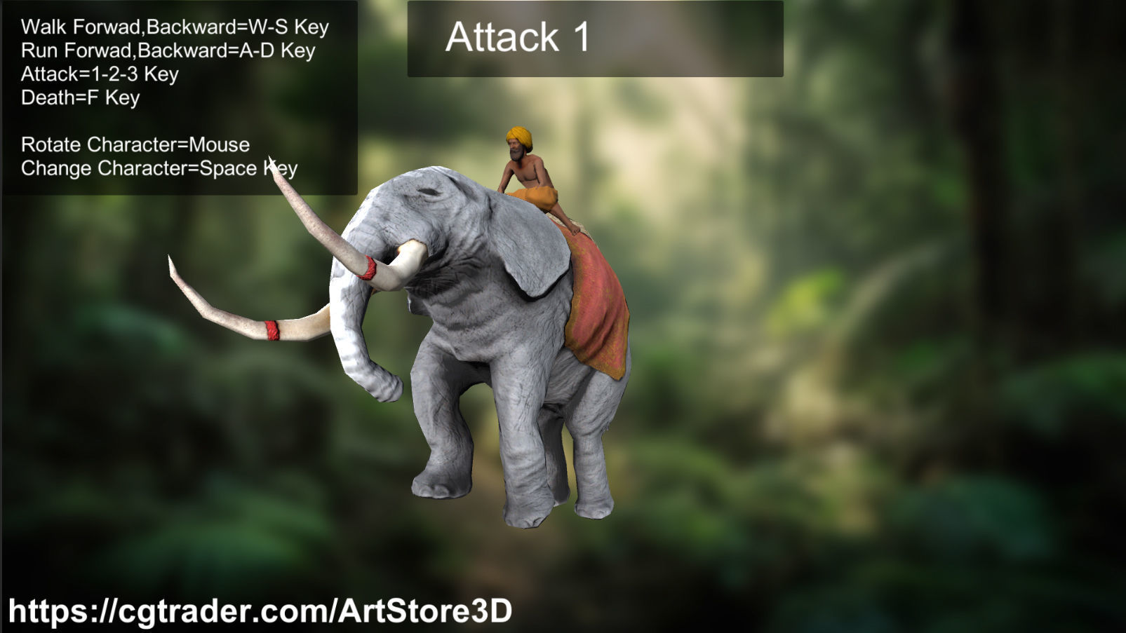 Warrior Elephant Rider - India Low-poly 3D model_19