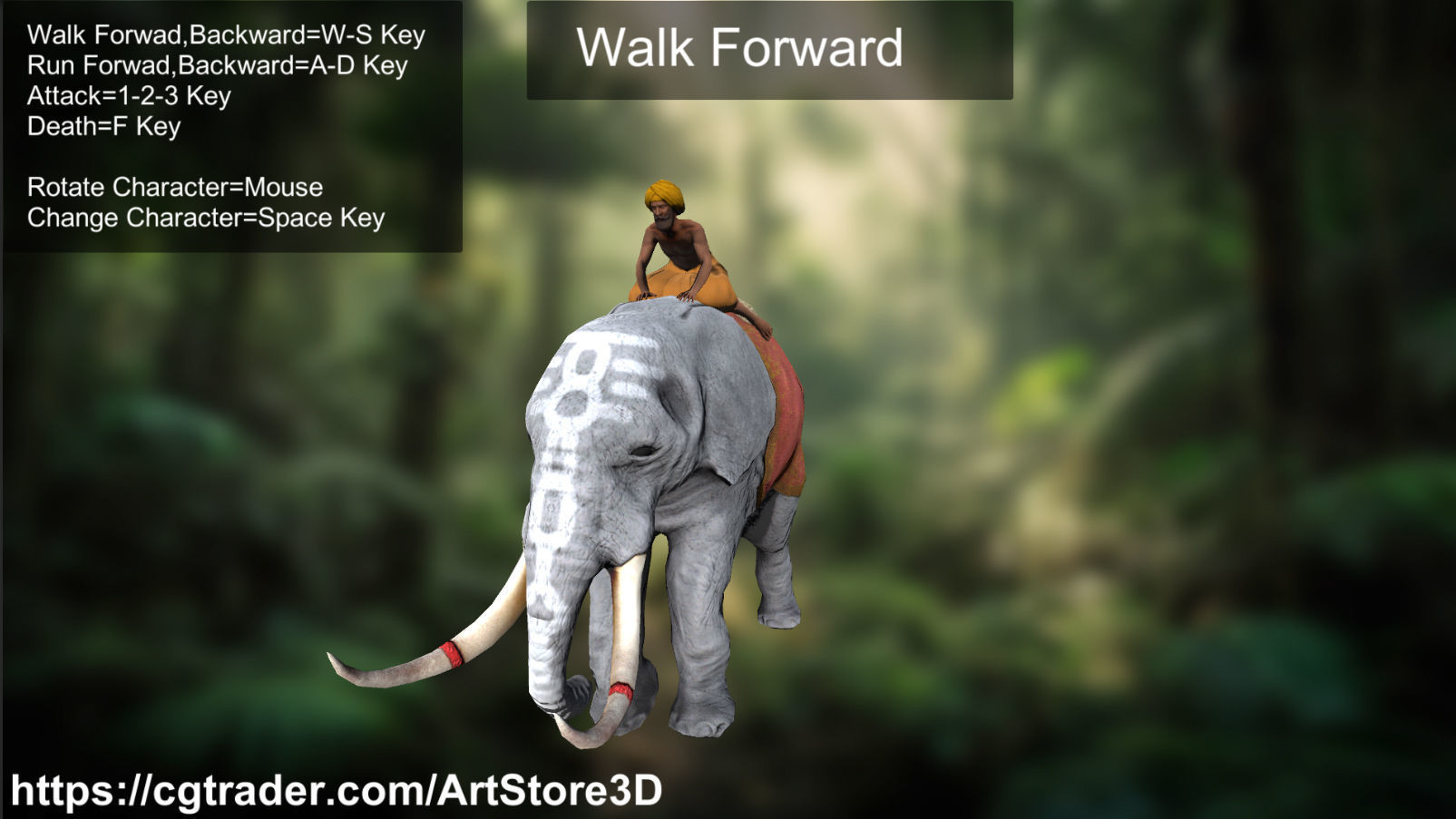 Warrior Elephant Rider - India Low-poly 3D model_13