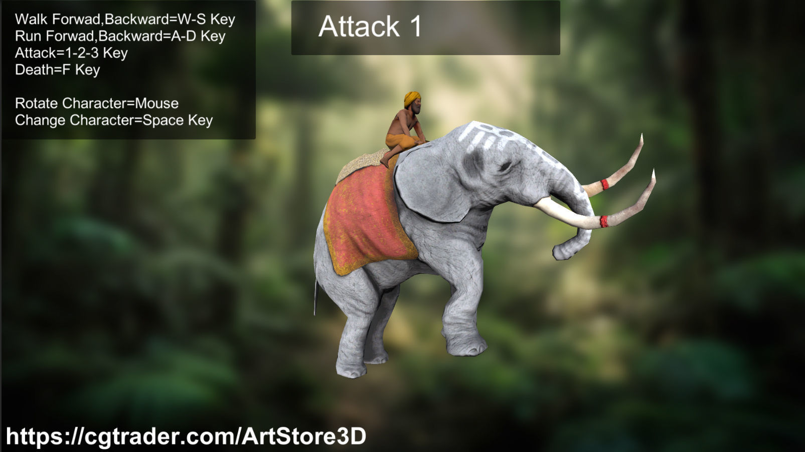 Warrior Elephant Rider - India Low-poly 3D model_18