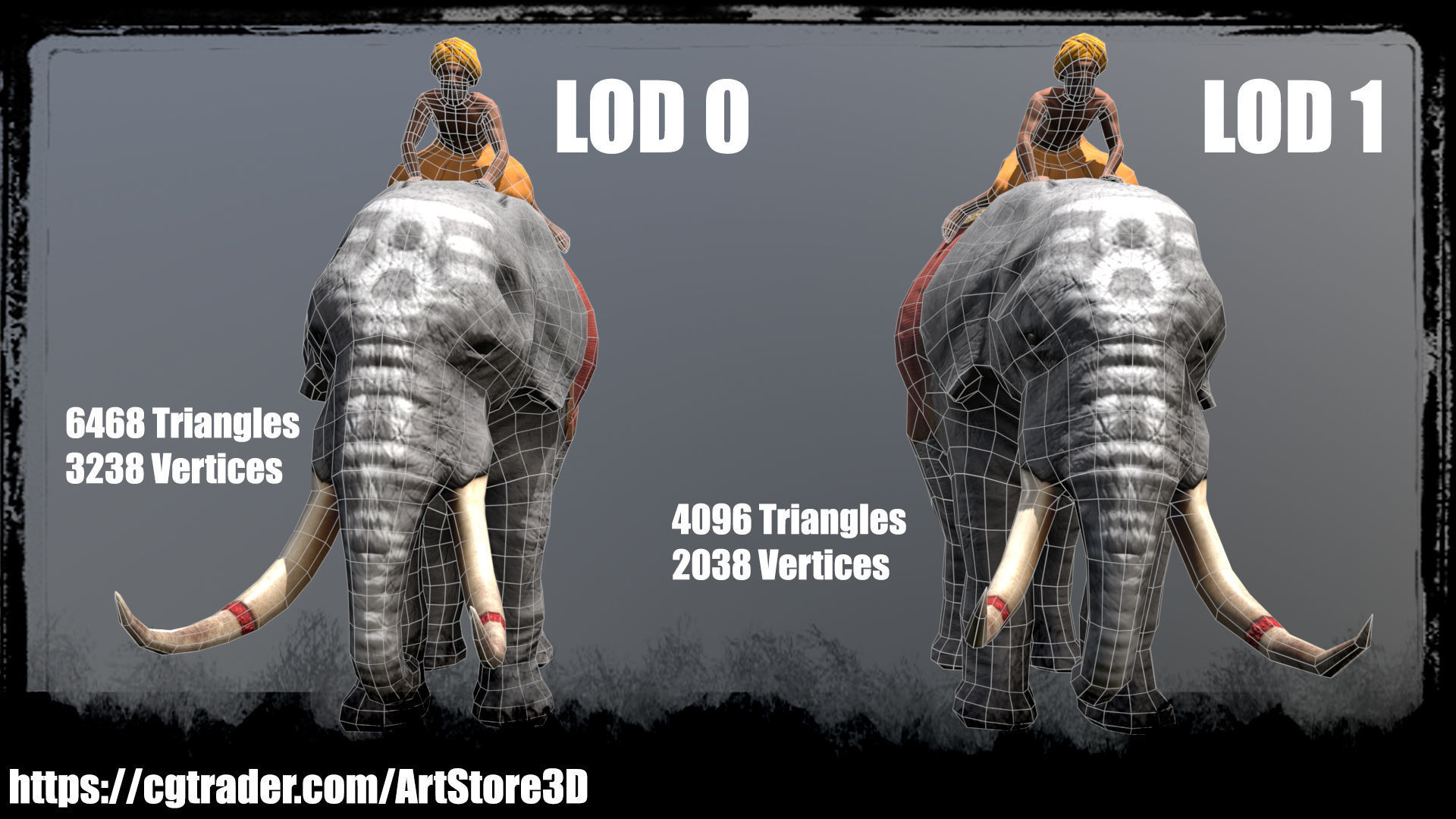 Warrior Elephant Rider - India Low-poly 3D model_2