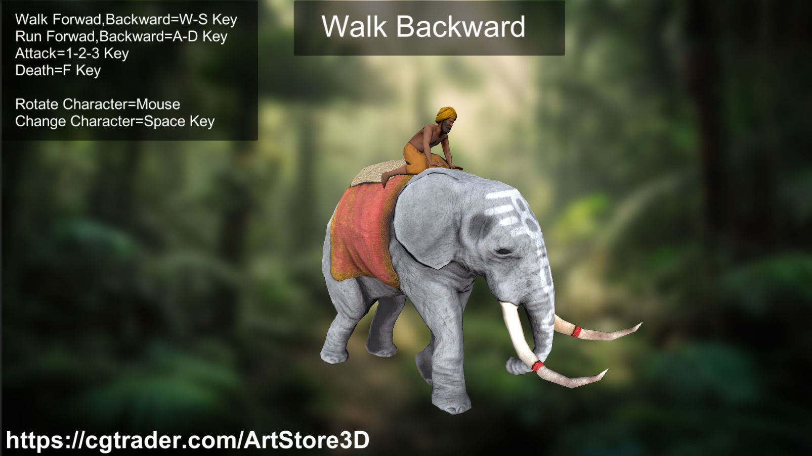 Warrior Elephant Rider - India Low-poly 3D model_14