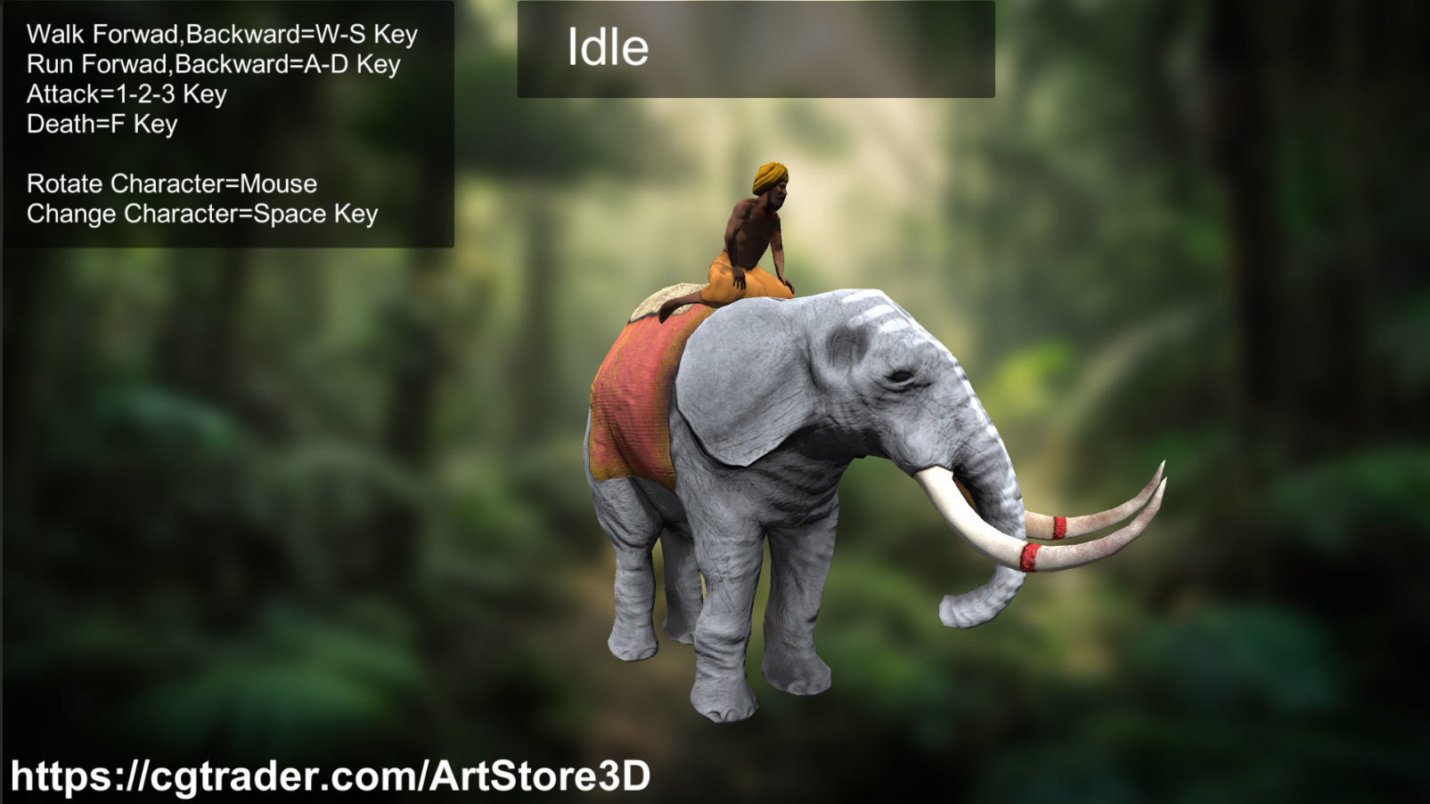 Warrior Elephant Rider - India Low-poly 3D model_10