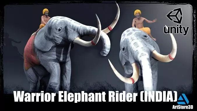 Warrior Elephant Rider - India Low-poly 3D model_0
