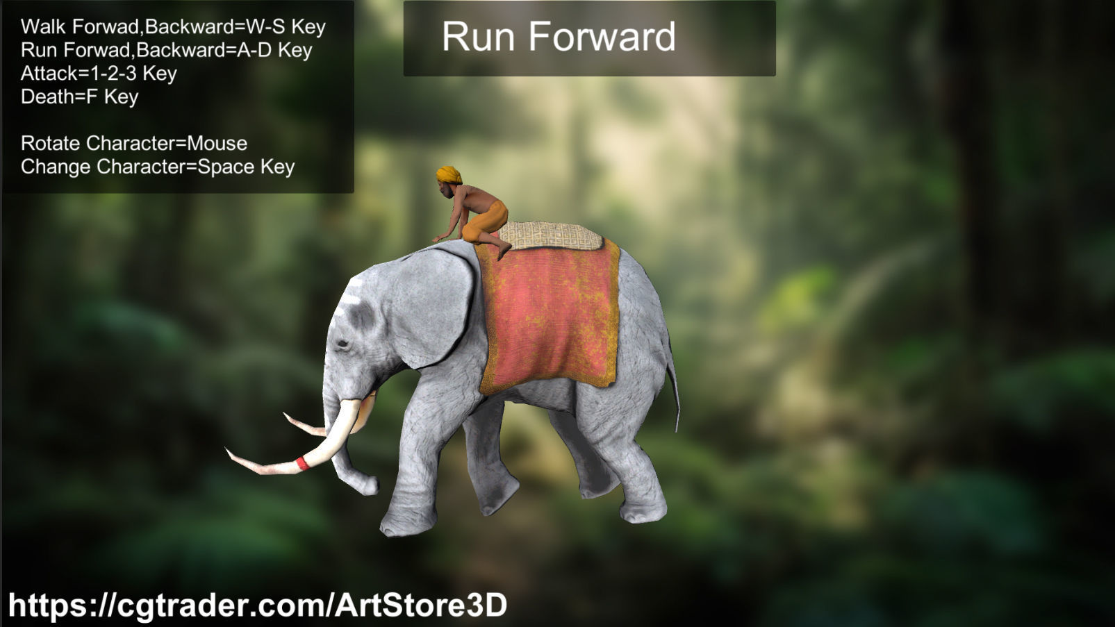 Warrior Elephant Rider - India Low-poly 3D model_16