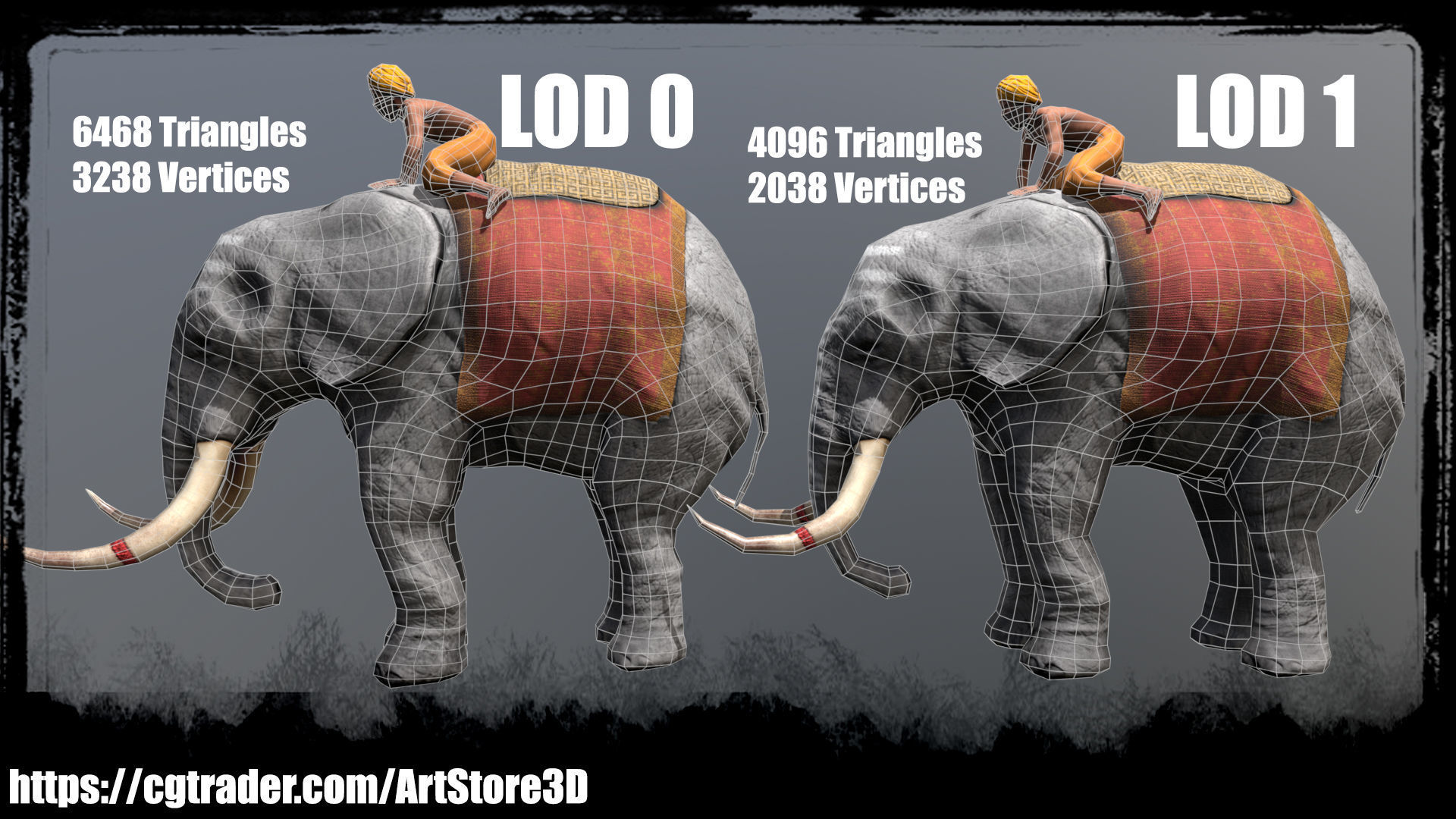 Warrior Elephant Rider - India Low-poly 3D model_4