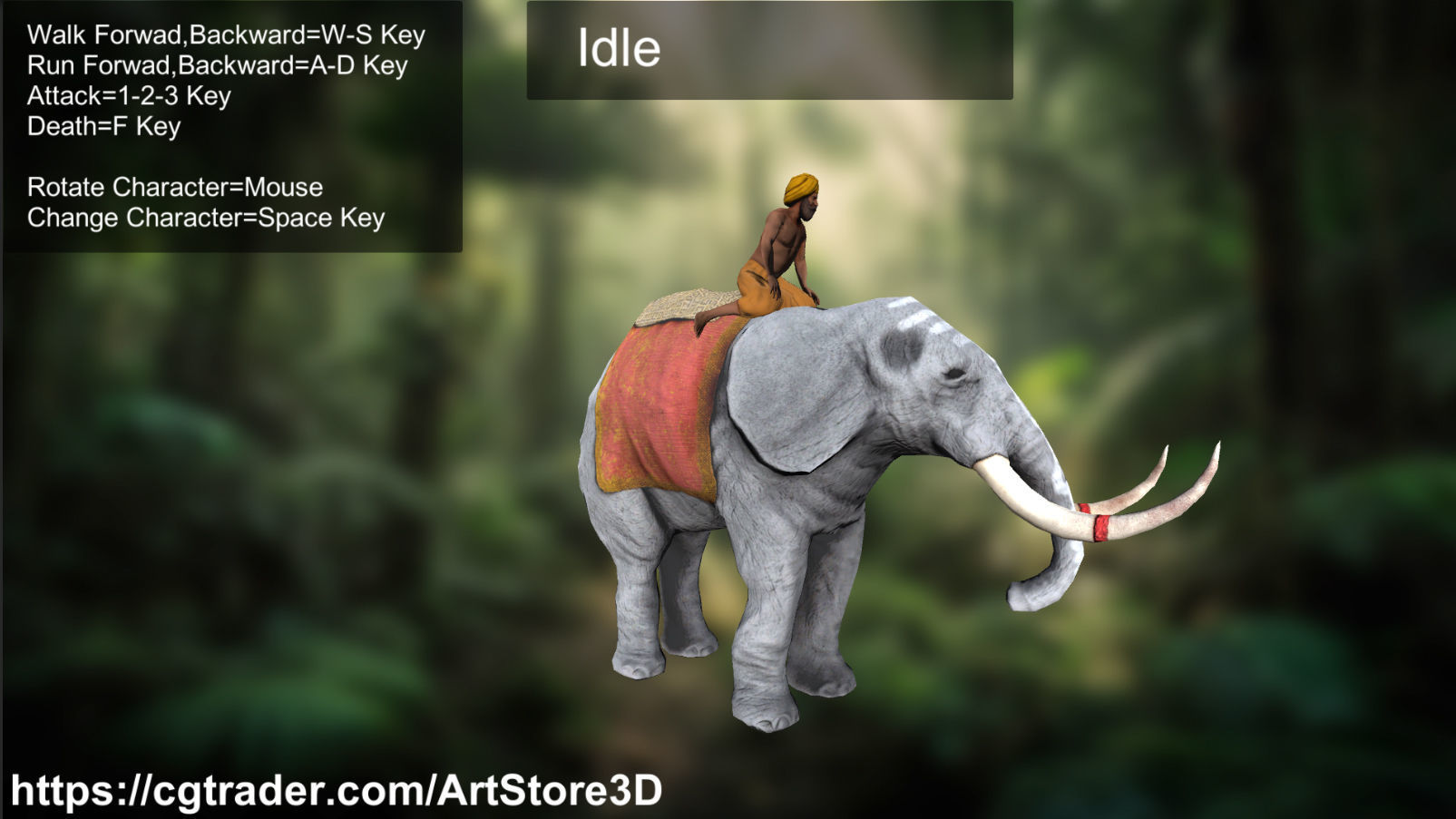 Warrior Elephant Rider - India Low-poly 3D model_11