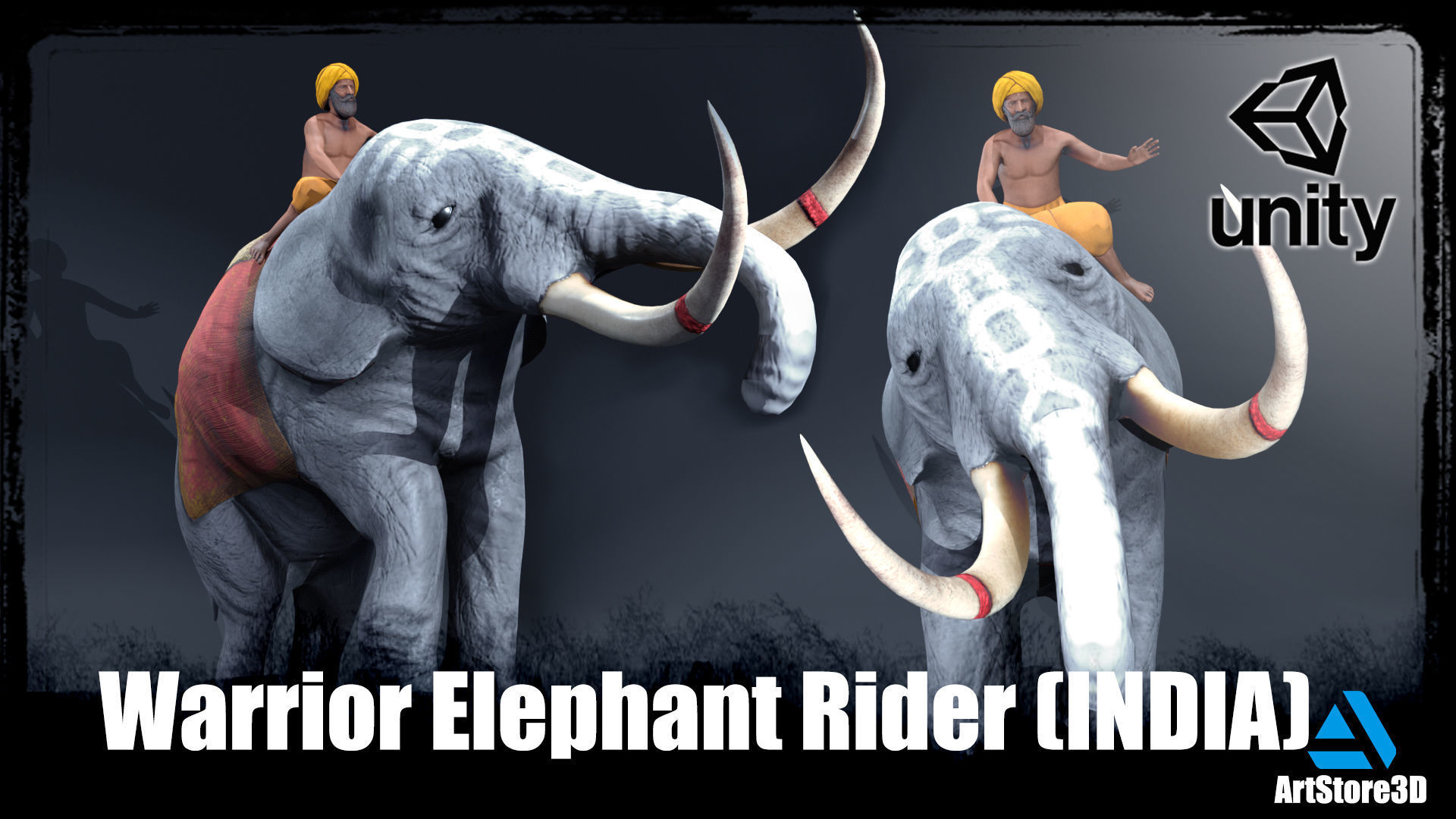 Warrior Elephant Rider - India Low-poly 3D model_1