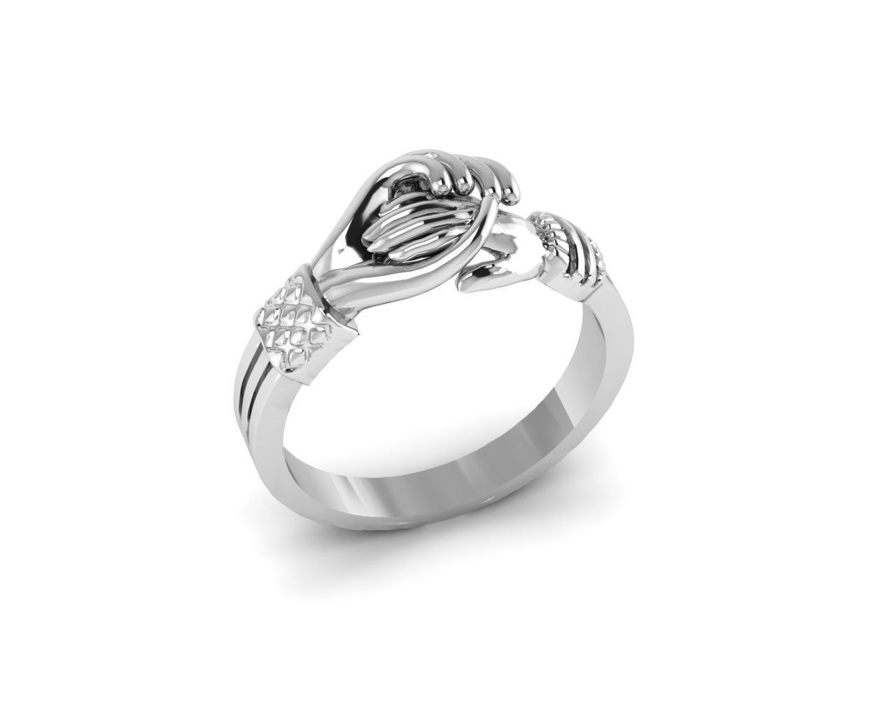 Hand Shake Rings 3D print model_1