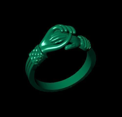 Hand Shake Rings 3D print model_2