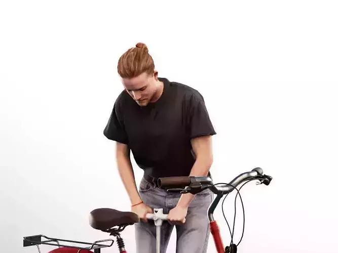 Jorge 12794 - Man With Bike Inflates Tires