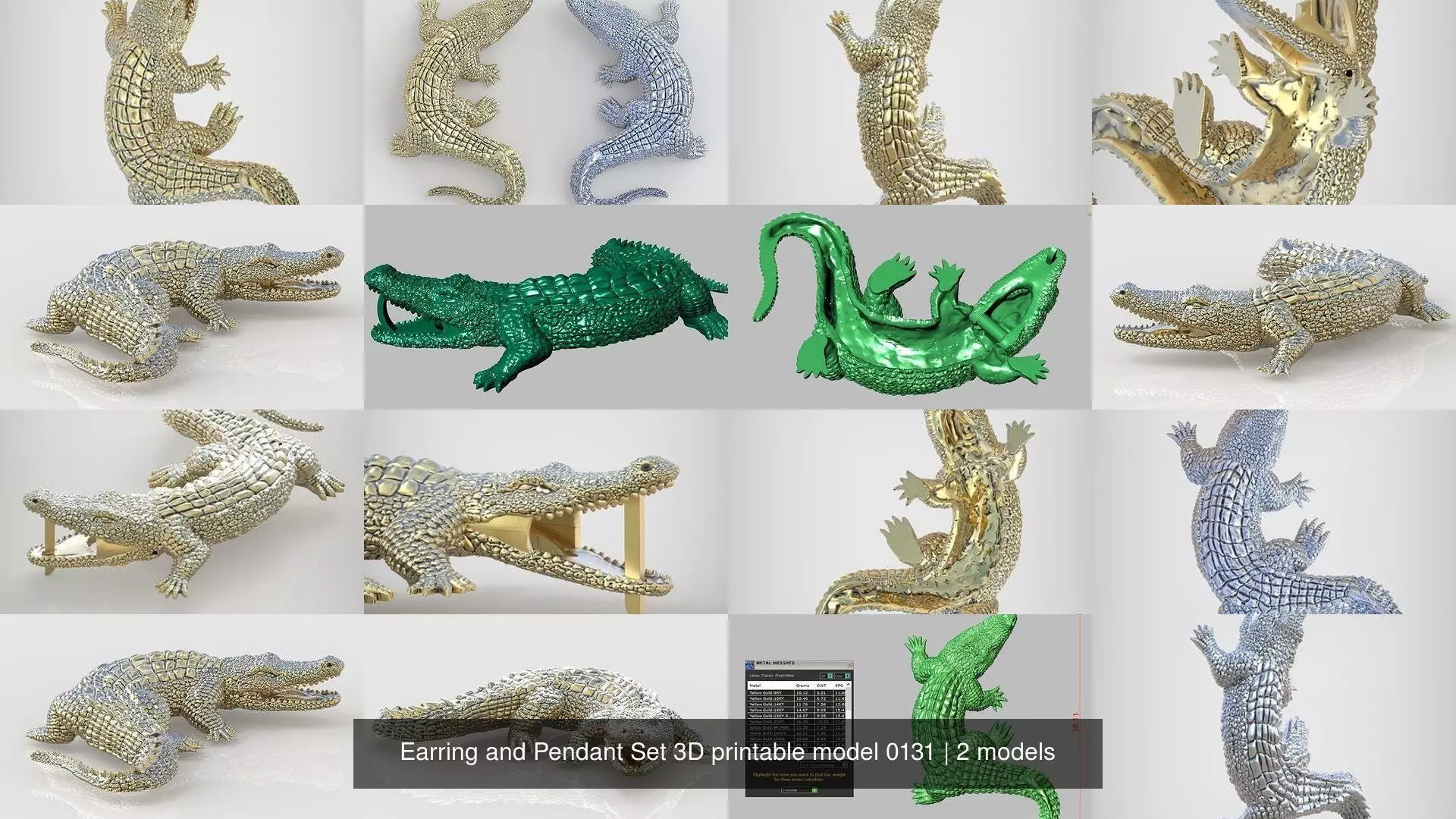 Earring and Pendant Set 3D printable model 0131 3D Model Collection_1