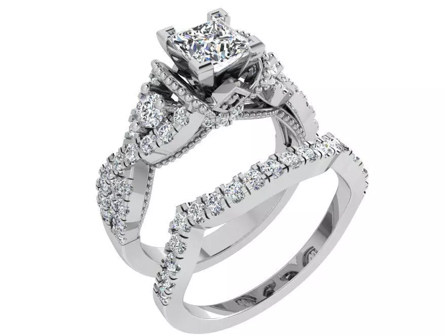 2-Row Diamond ring 3671 3D print model 3D print model