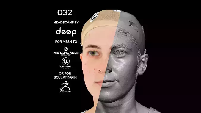 European Female 20s head scan 032 3D model