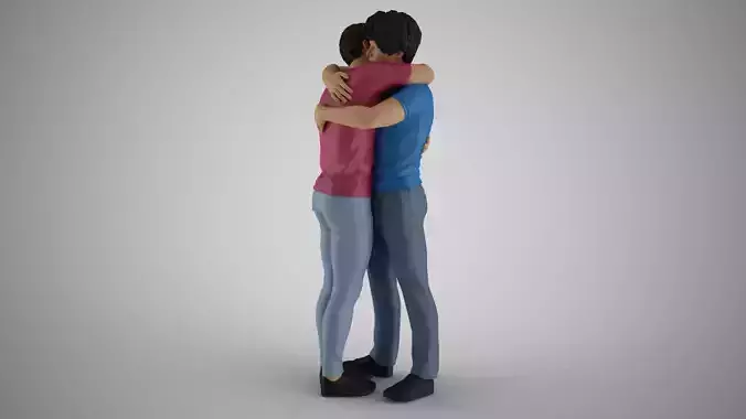 Two Friends Hugging 3D print model