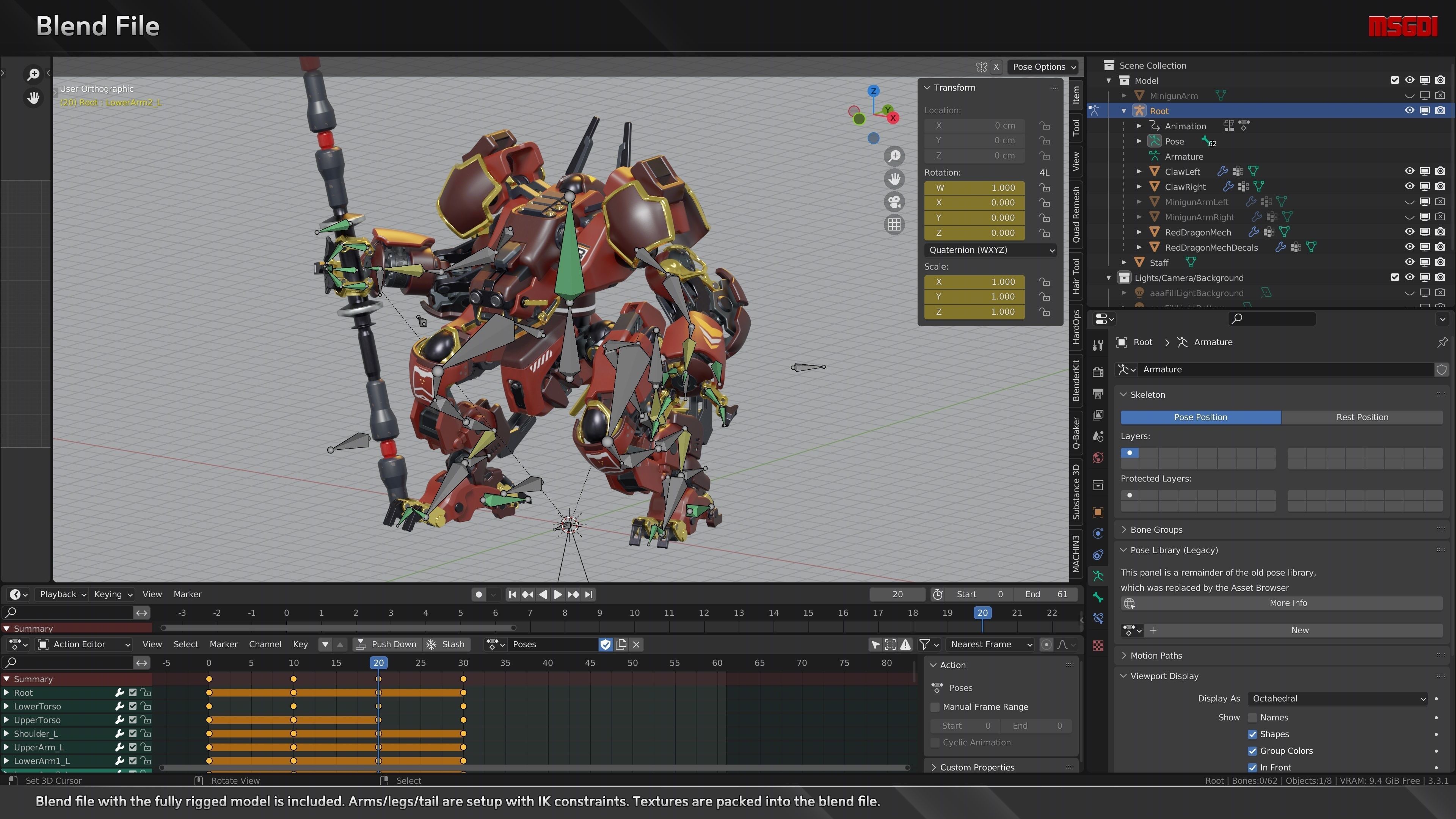 Red Dragon Mech 3D model_4