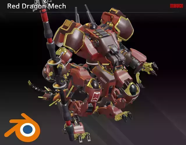 Red Dragon Mech 3D model