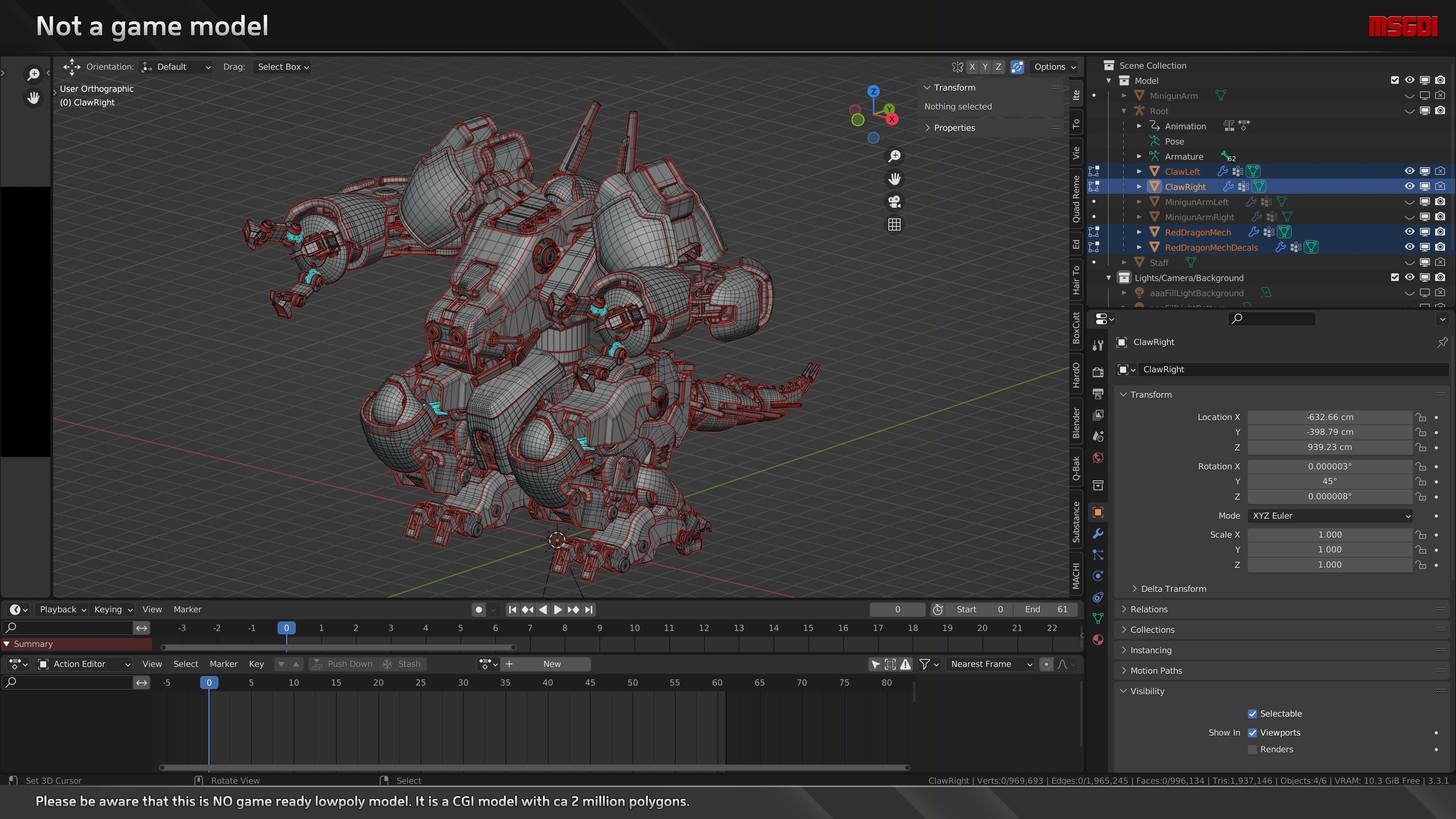 Red Dragon Mech 3D model_5