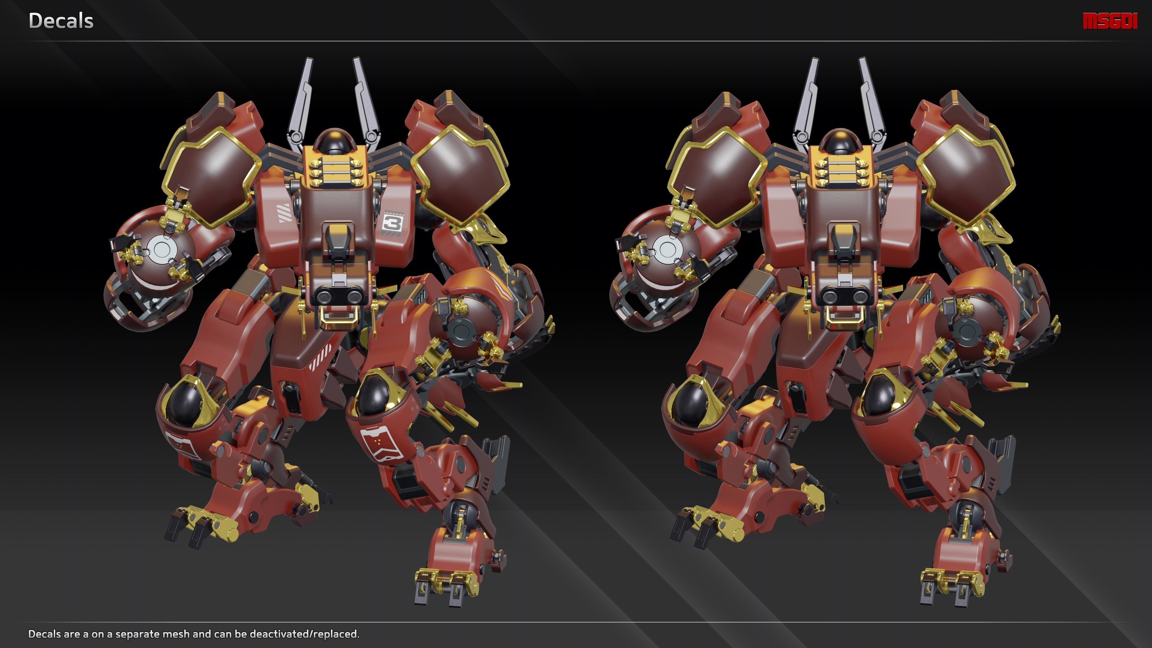 Red Dragon Mech 3D model_6