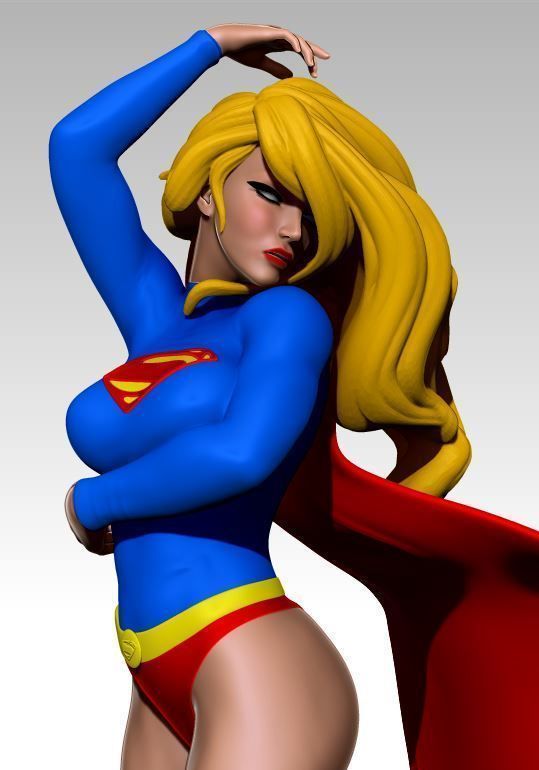 Sexy Pin-Up Supergirl 3D print model_12
