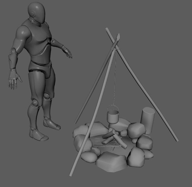 Wild Rustic Camping Fire - Game Ready - Low Poly Low-poly 3D model_2