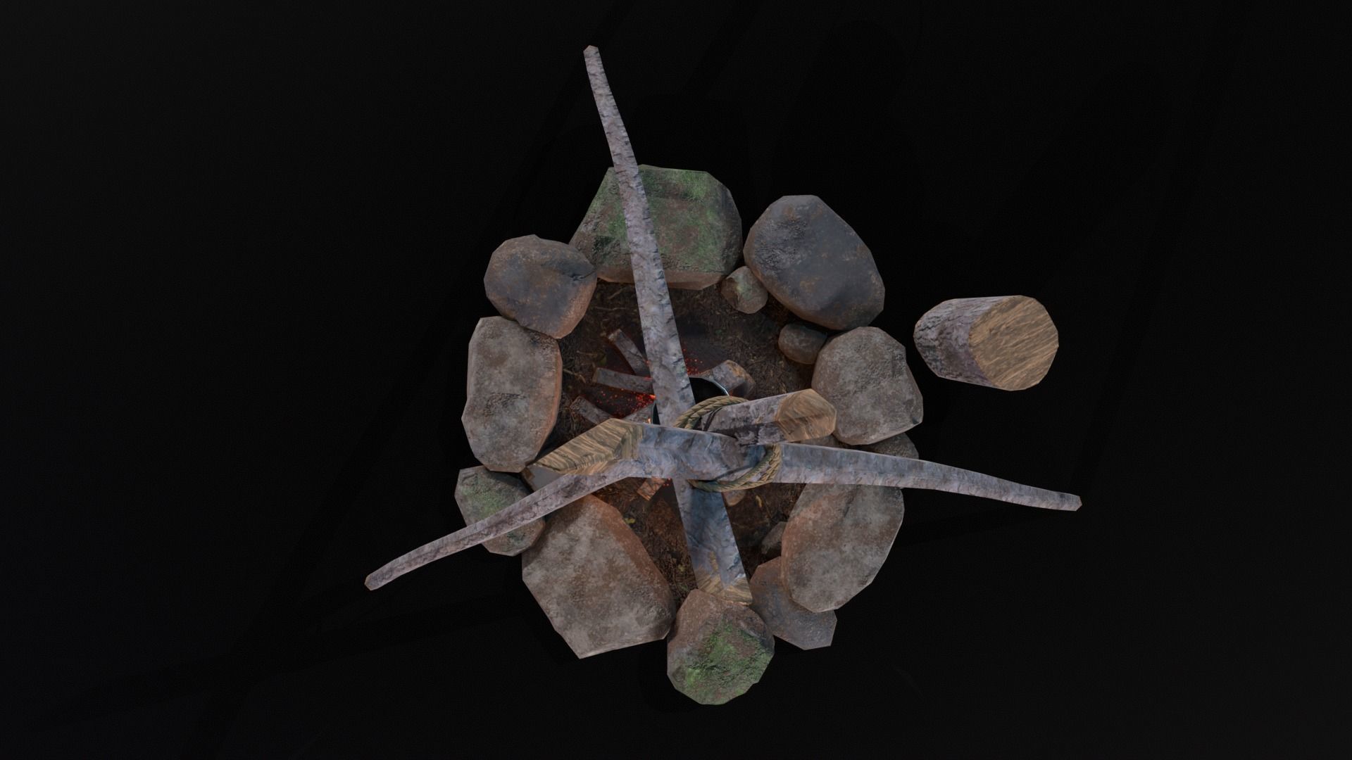 Wild Rustic Camping Fire - Game Ready - Low Poly Low-poly 3D model_15