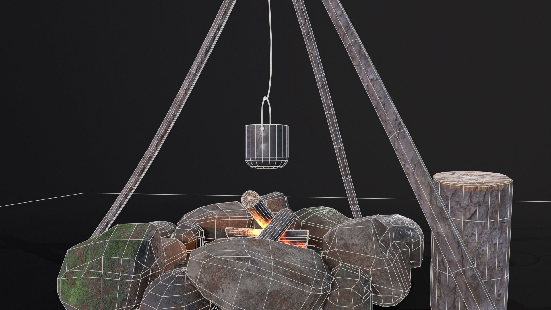 Wild Rustic Camping Fire - Game Ready - Low Poly Low-poly 3D model_20