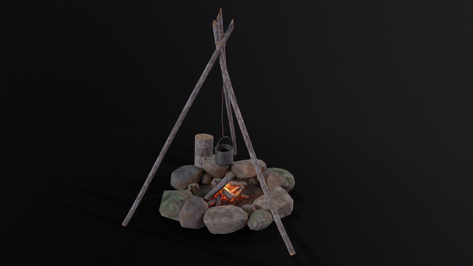 Wild Rustic Camping Fire - Game Ready - Low Poly Low-poly 3D model_5