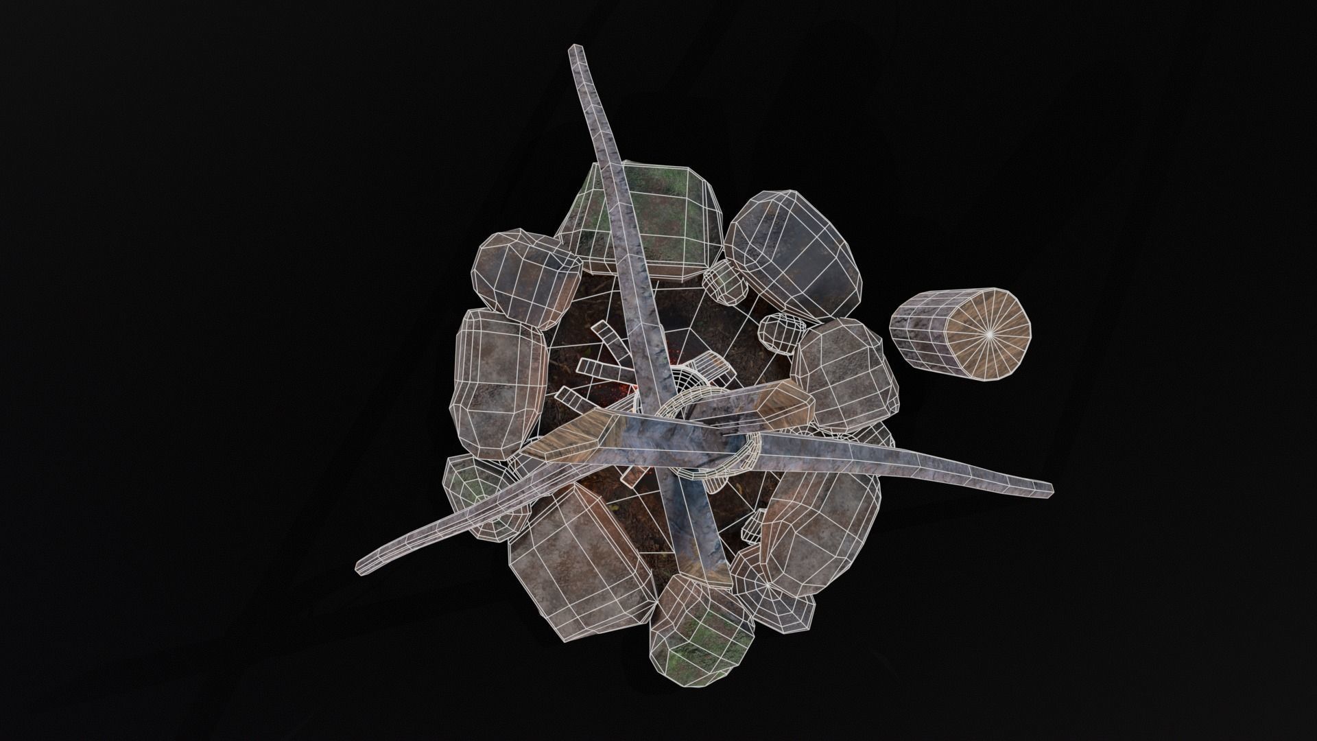 Wild Rustic Camping Fire - Game Ready - Low Poly Low-poly 3D model_16