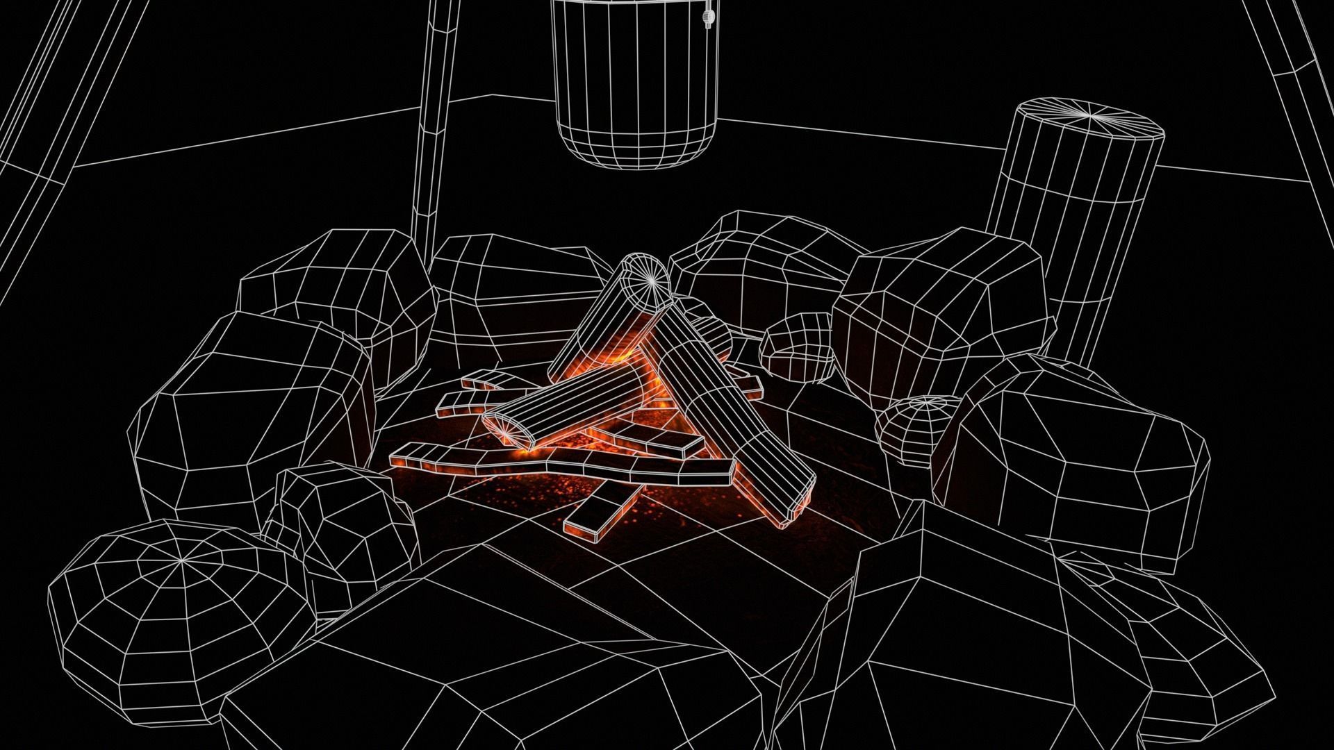 Wild Rustic Camping Fire - Game Ready - Low Poly Low-poly 3D model_24