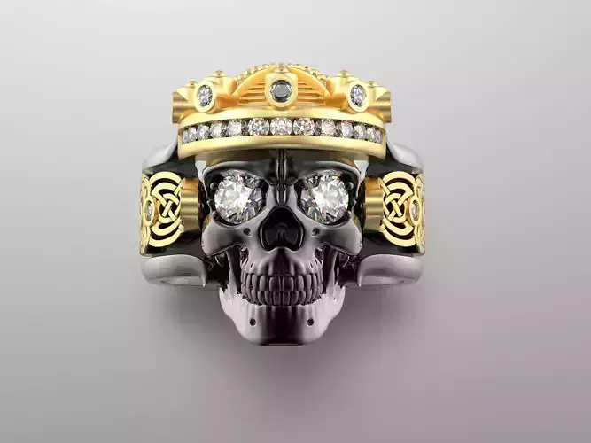 Jewelry Biker Skull Ring 0204 V1 Set of Sizes 7-13US Stl 3dm Fbx 3D print model