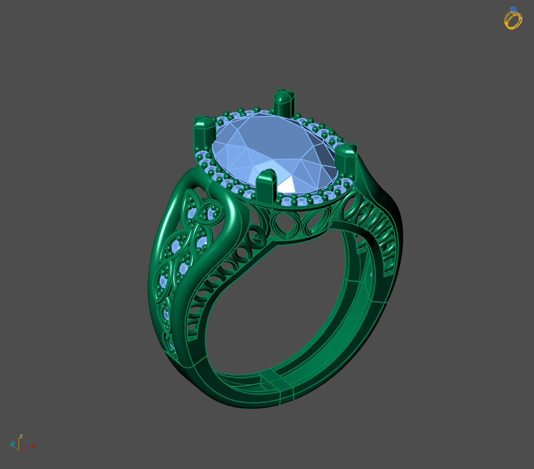 Womens Rings With Stone Ring Ready STL 3DM Models Rings women 3D print model_3