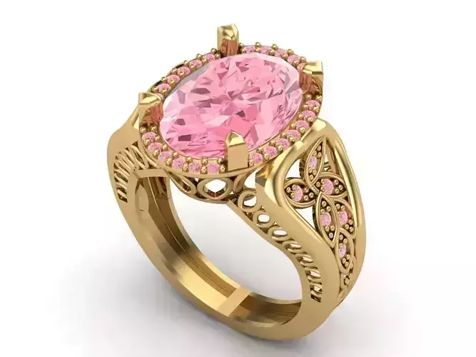 Womens Rings With Stone Ring Ready STL 3DM Models Rings women