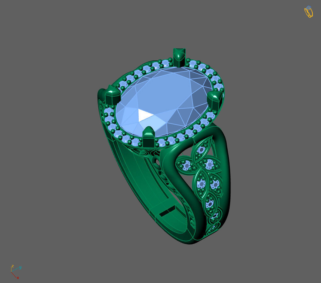 Womens Rings With Stone Ring Ready STL 3DM Models Rings women 3D print model_4