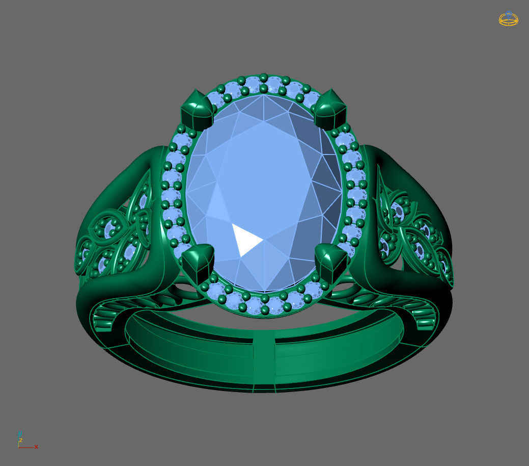 Womens Rings With Stone Ring Ready STL 3DM Models Rings women 3D print model_2