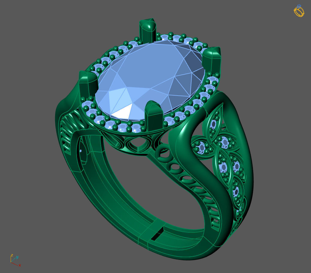 Womens Rings With Stone Ring Ready STL 3DM Models Rings women 3D print model_1