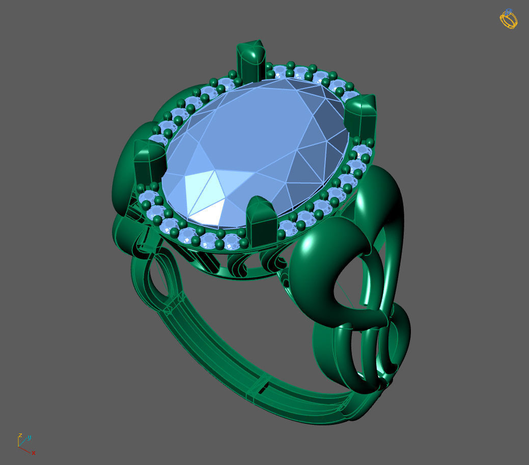 Womens Rings With Stone Ring Ready STL 3DM Models Rings women 3D print model_1