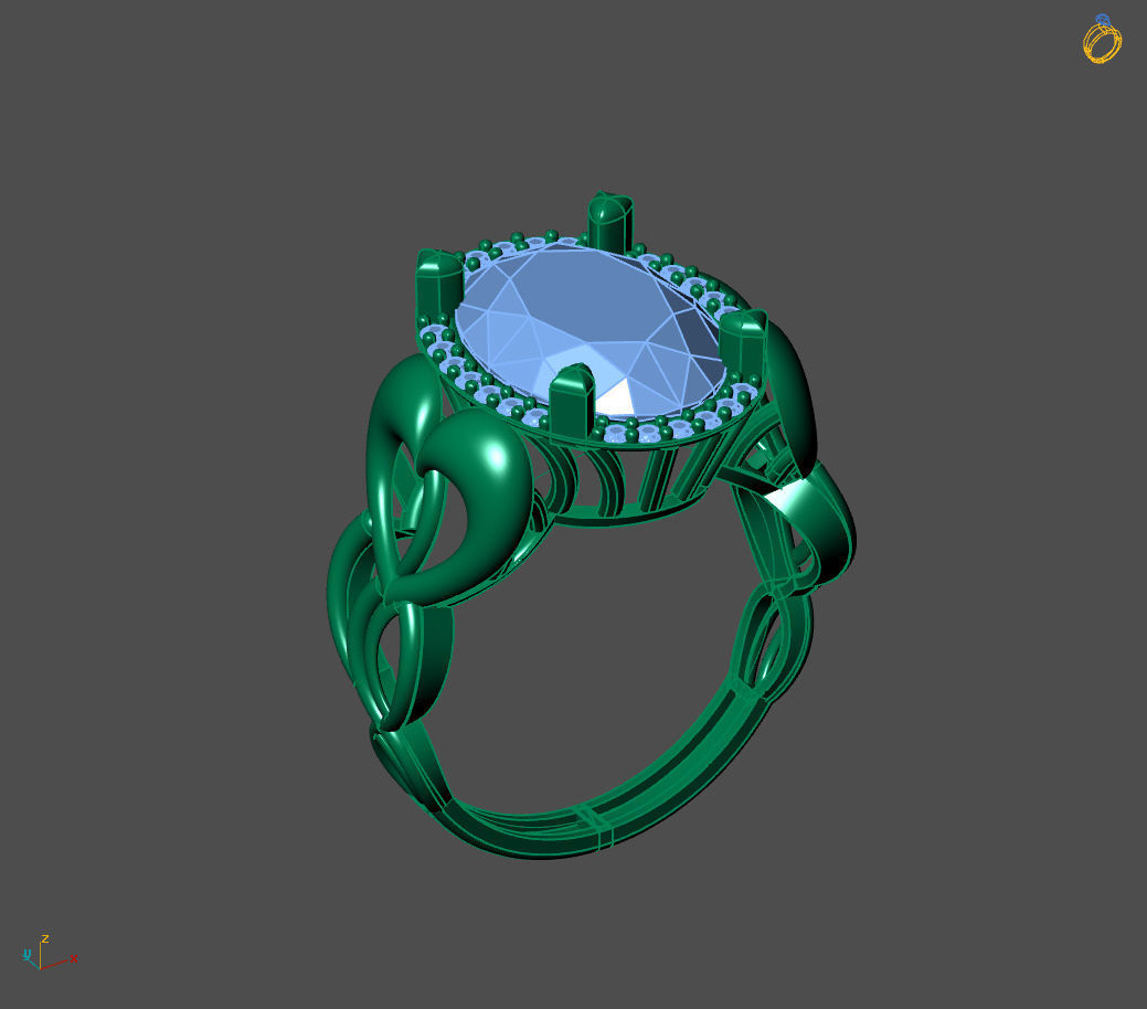 Womens Rings With Stone Ring Ready STL 3DM Models Rings women 3D print model_3
