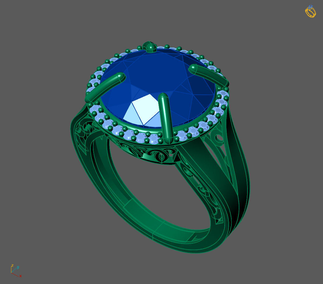 Womens Rings With Stone Ring Ready STL 3DM Models Rings women 3D print model_1