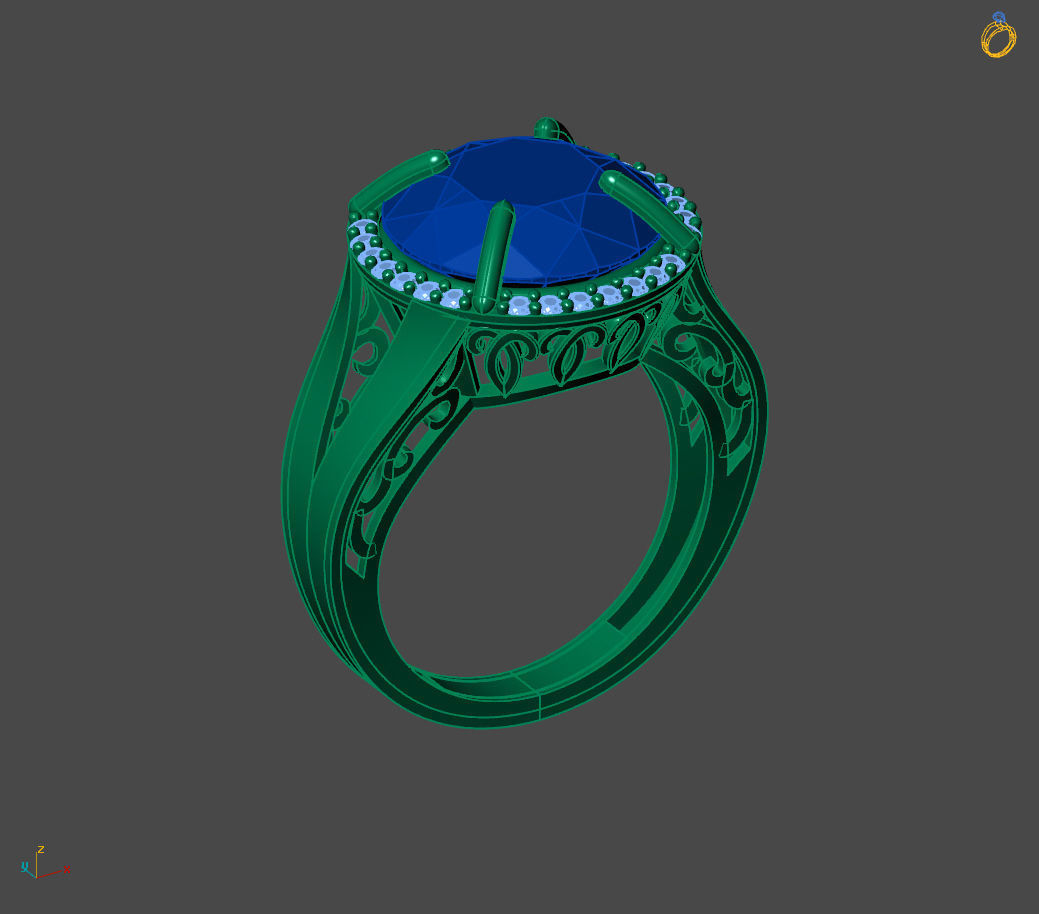 Womens Rings With Stone Ring Ready STL 3DM Models Rings women 3D print model_3