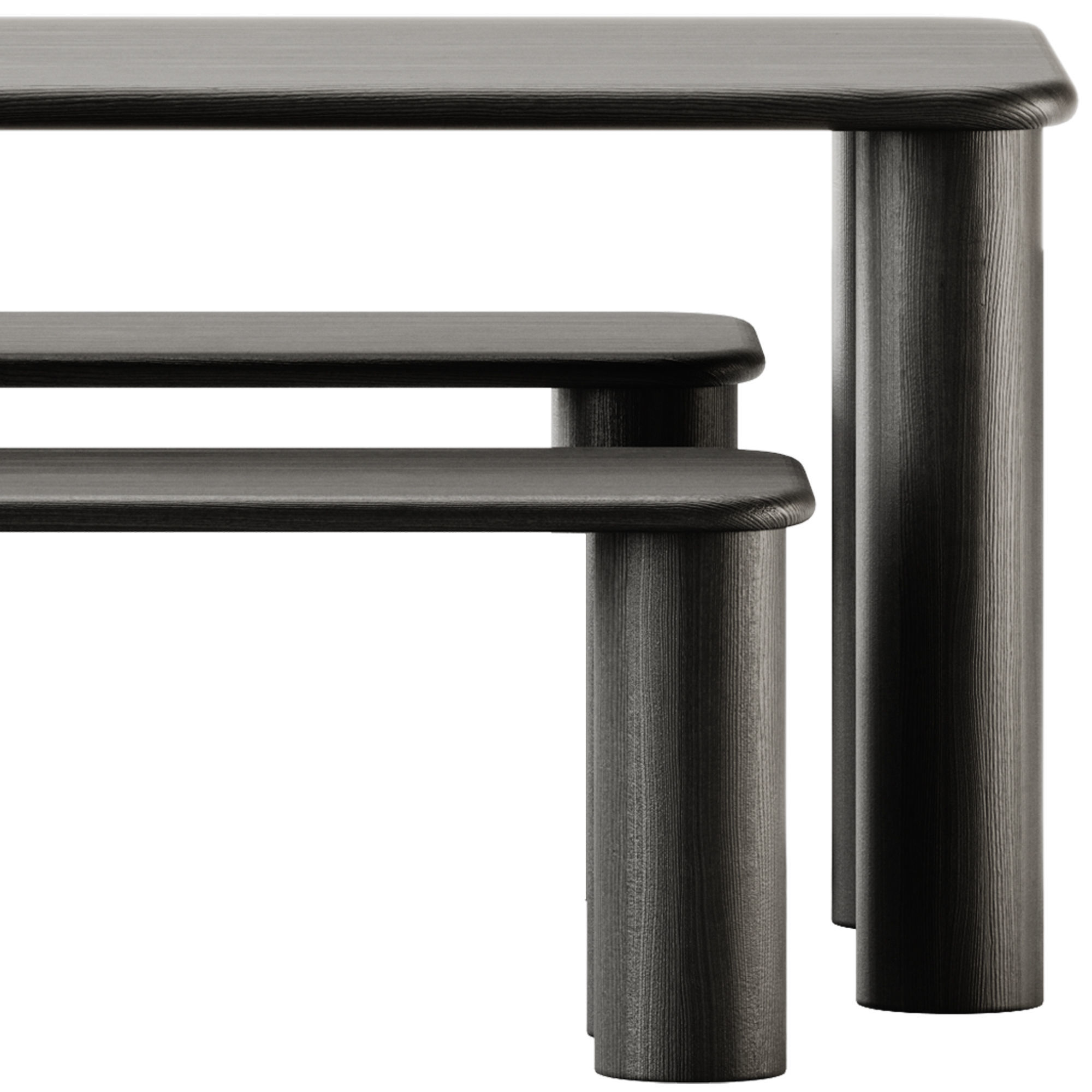 PAUSE Bench Medium and COMMUNE Small Rectangular table by Found 3D model_2