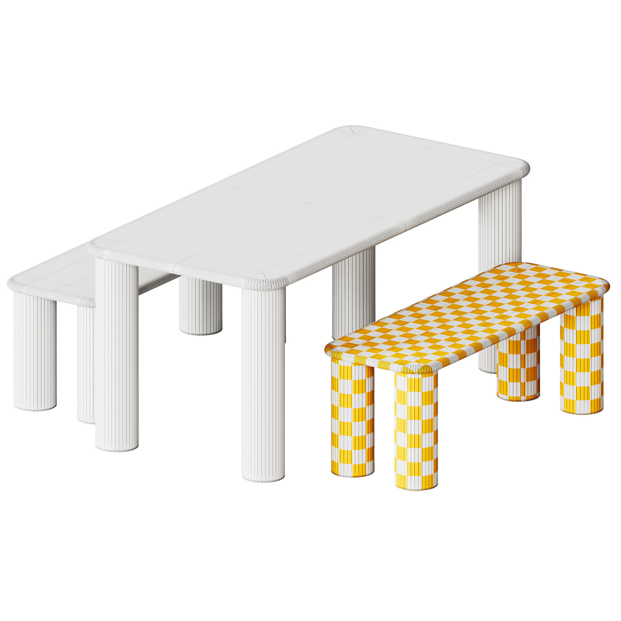 PAUSE Bench Medium and COMMUNE Small Rectangular table by Found 3D model_5