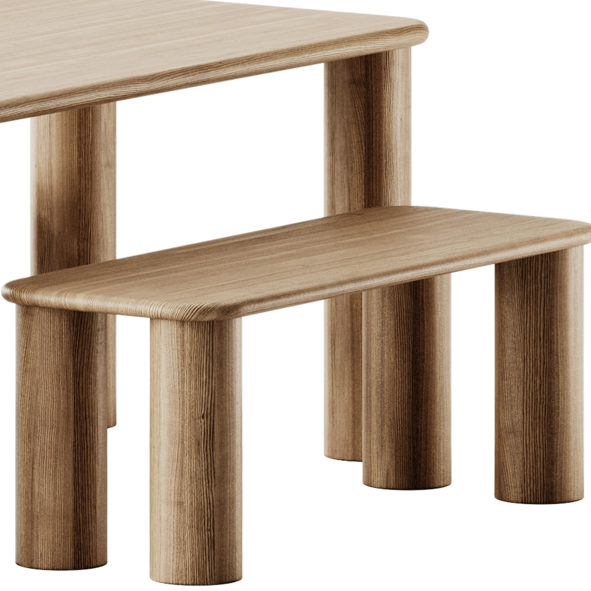 PAUSE Bench Medium and COMMUNE Small Rectangular table by Found 3D model_3