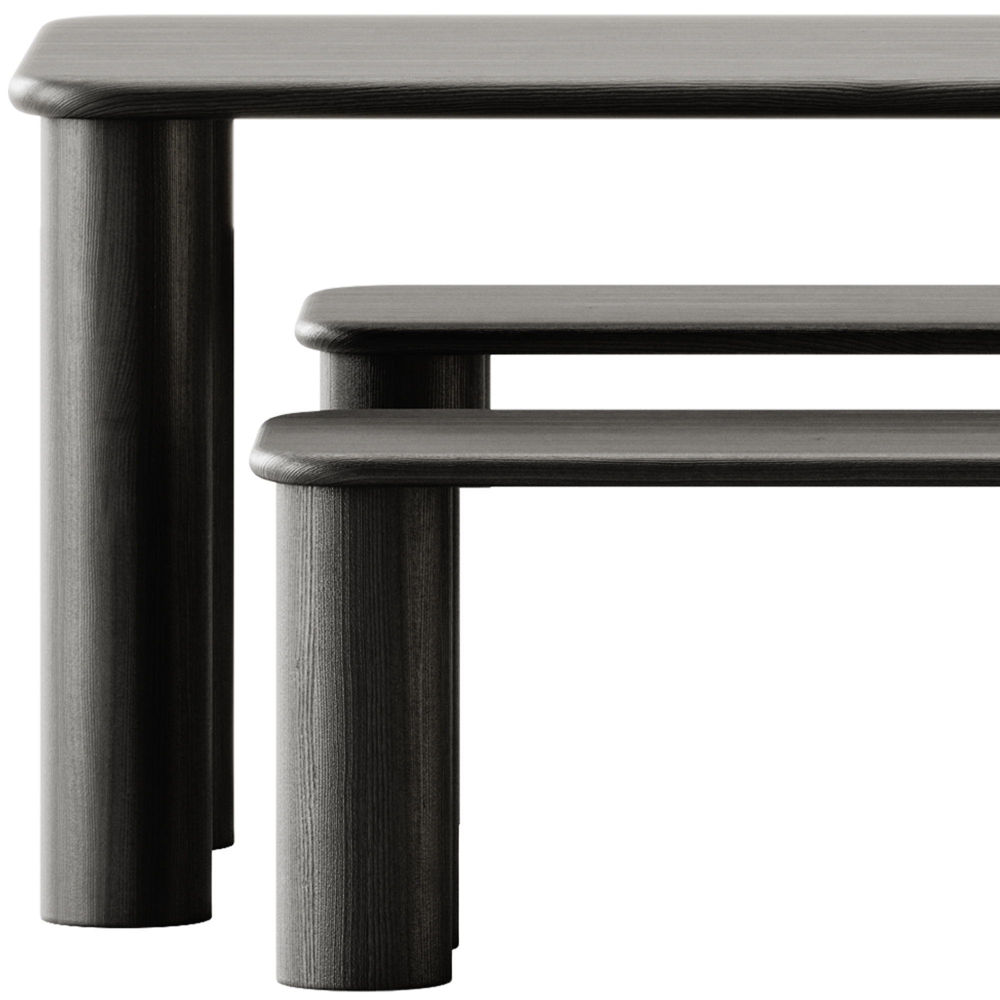 PAUSE Bench Medium and COMMUNE Small Rectangular table by Found 3D model_4